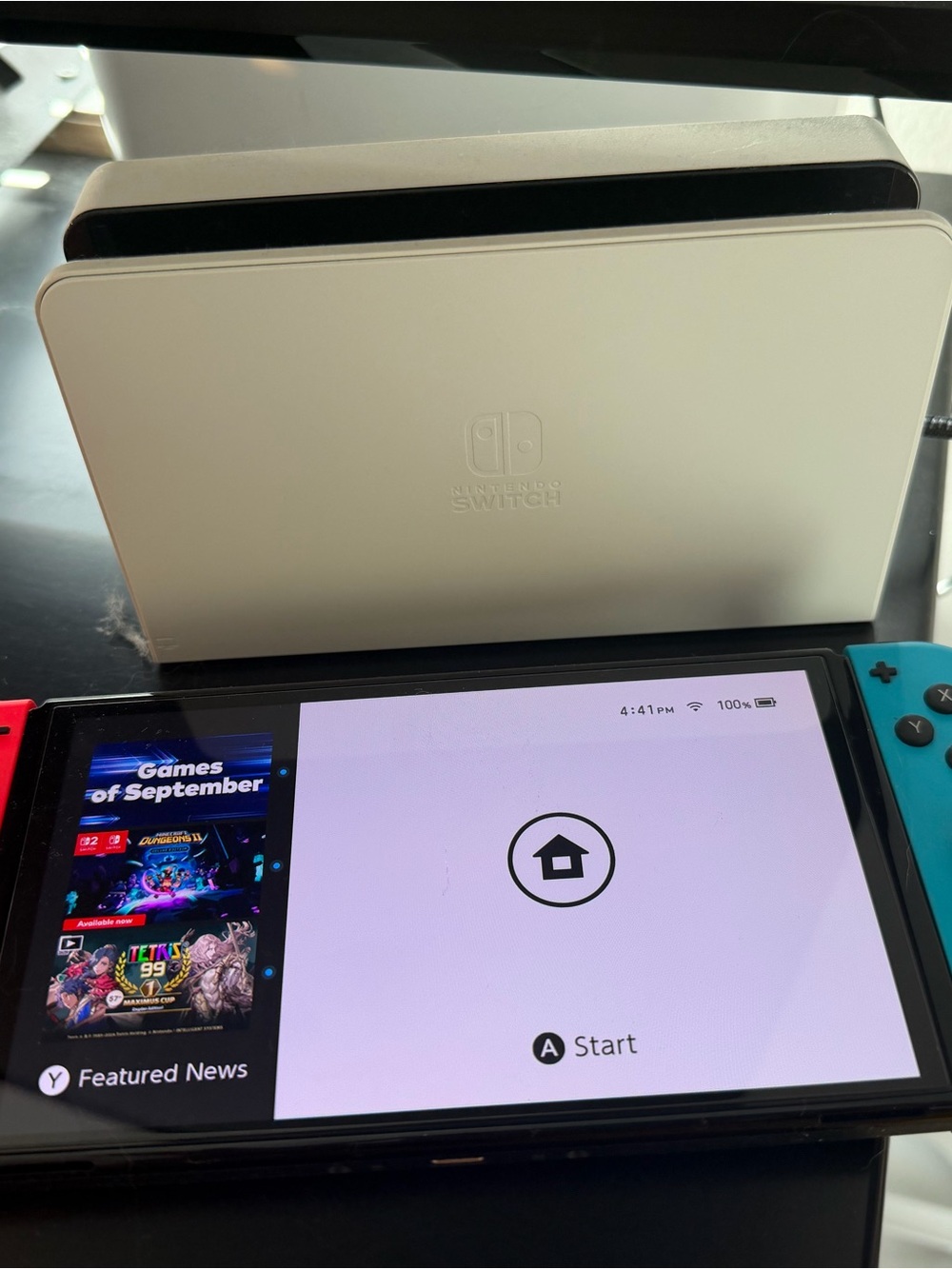 Nintendo Switch OLED Model with White Dock and Red/Blue Joy‑Con